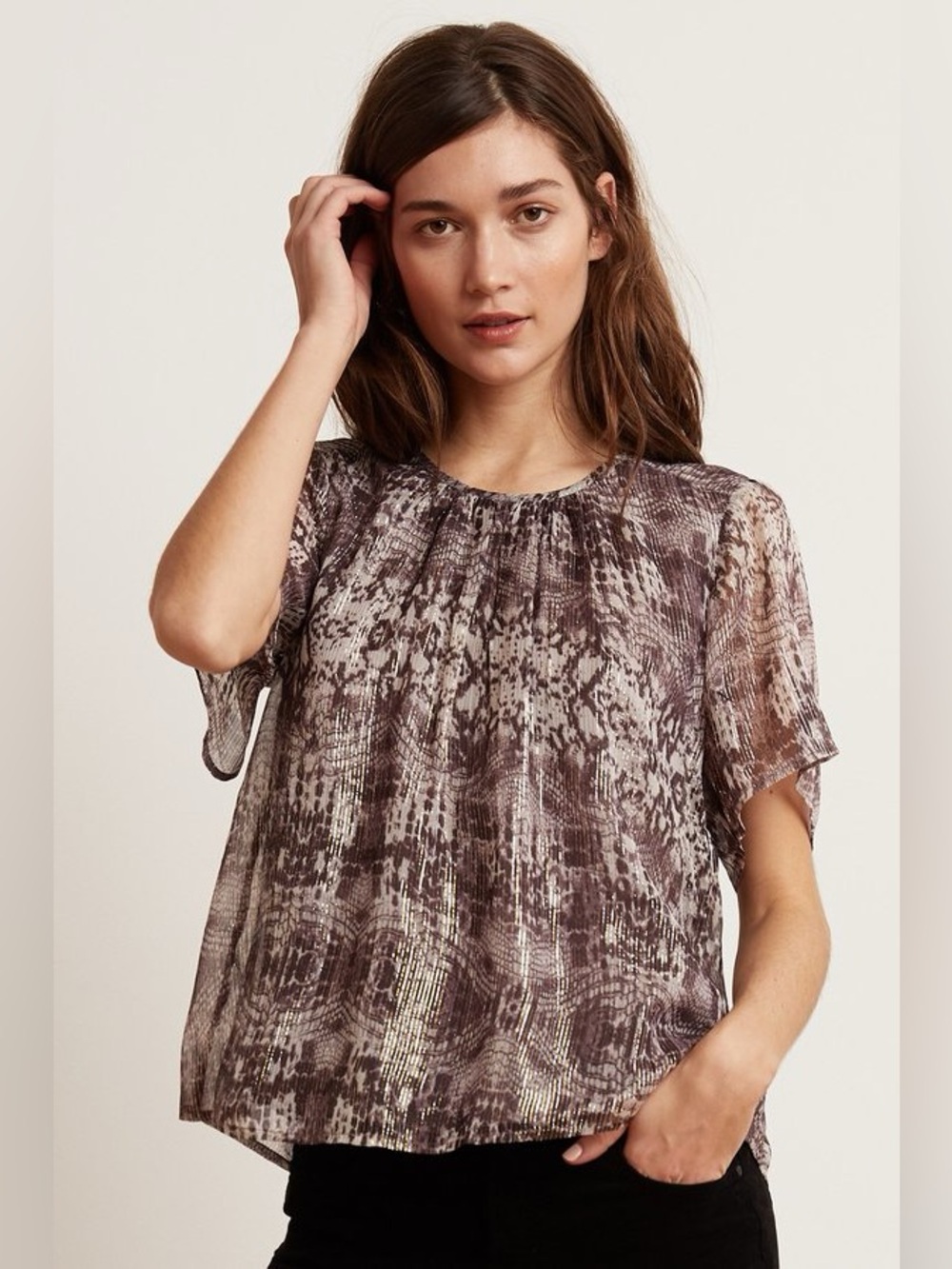 Velvet Arianna Drape Top in Snakeskin